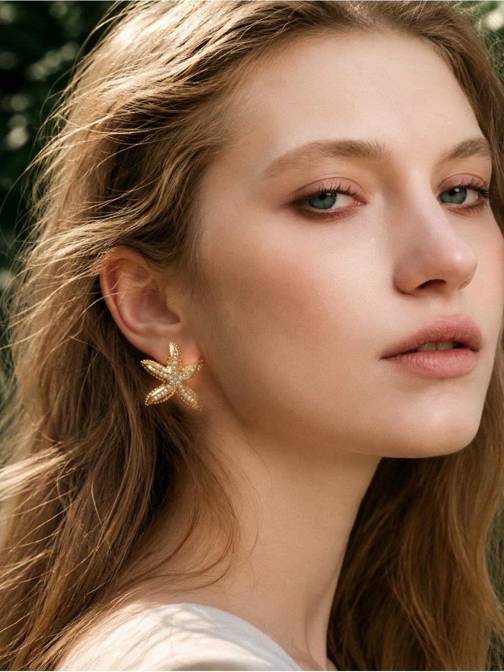 Gold plated and Pearl Starfish Drop Earrings - Picture 6 of 9